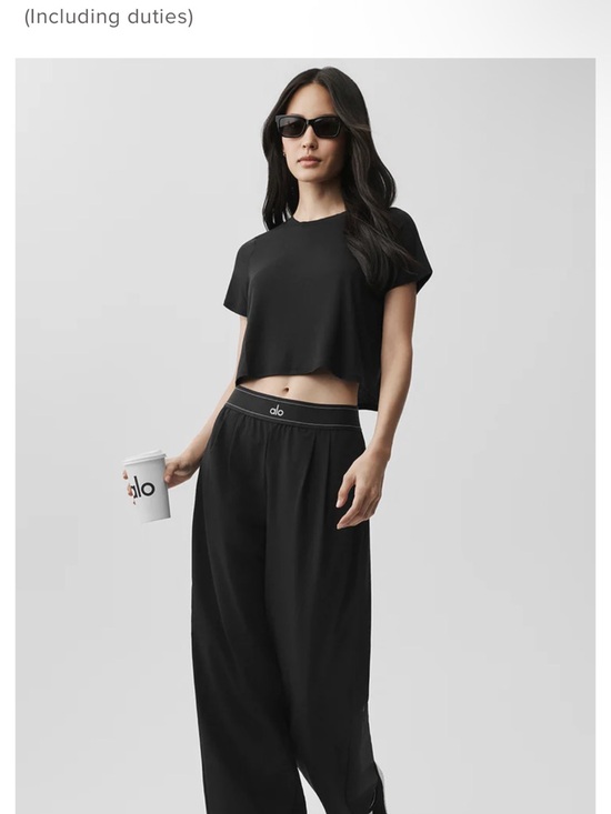 ALO Yoga Pants - ALO Yoga Women’s Black Wide-Leg Lounge Pants suit up trouser